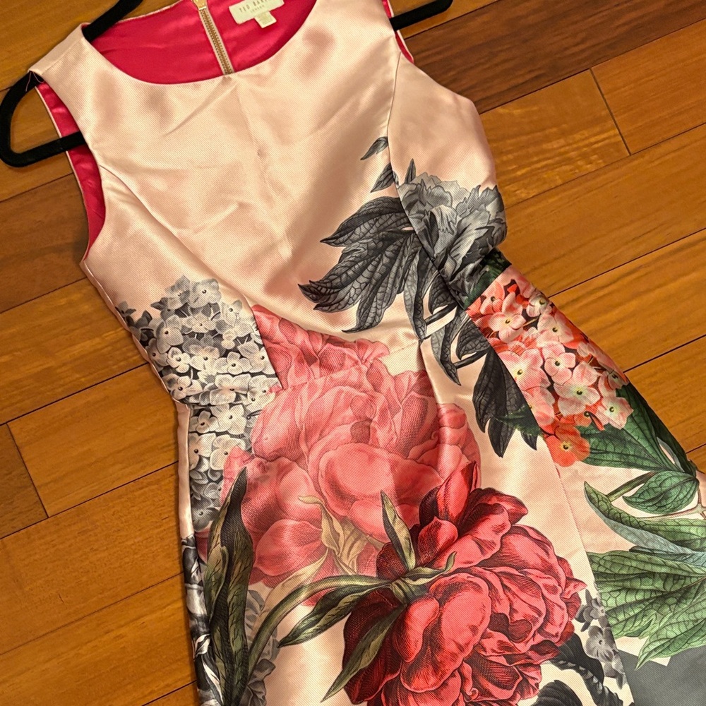Ted Baker Pink and Gray Floral Dress